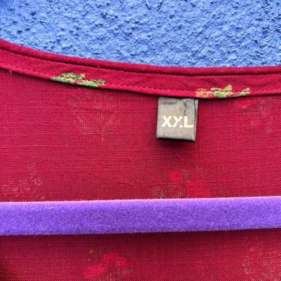 Burgundy Indian Mixed Print Boho Maxi Dress - Picture 4 of 7